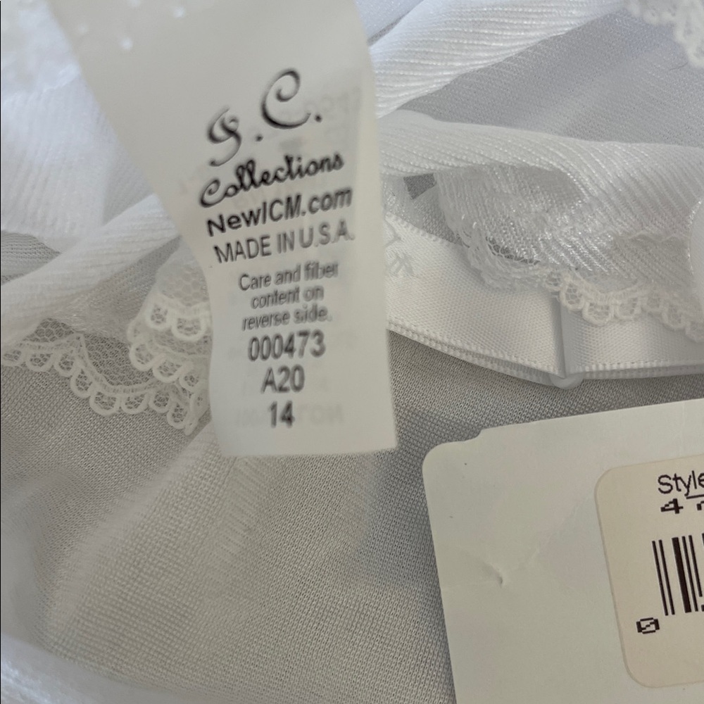 IC Collections Little Kid White Silky Smooth Under Dress Slip NWT Size 14 - Picture 4 of 4